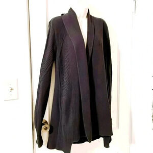 CABI Navy Blue Open Front Cable Knit Cardigan Sweater